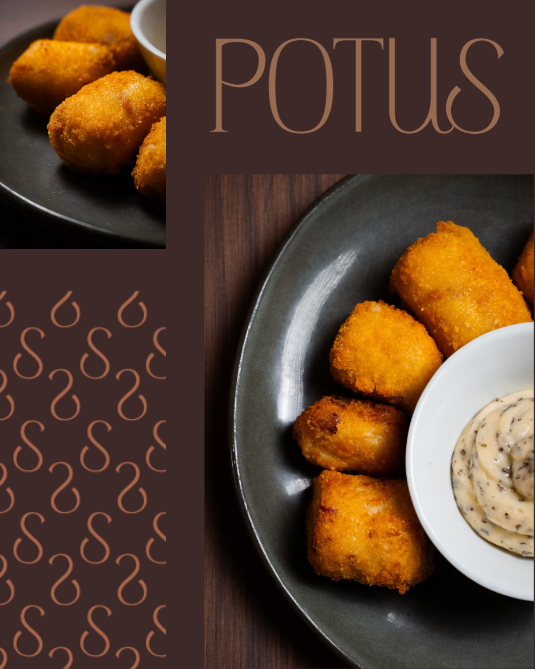 Croquettes maison dorées et croustillantes accompagnées d'une sauce crémeuse, spécialité tapas du bar Potus