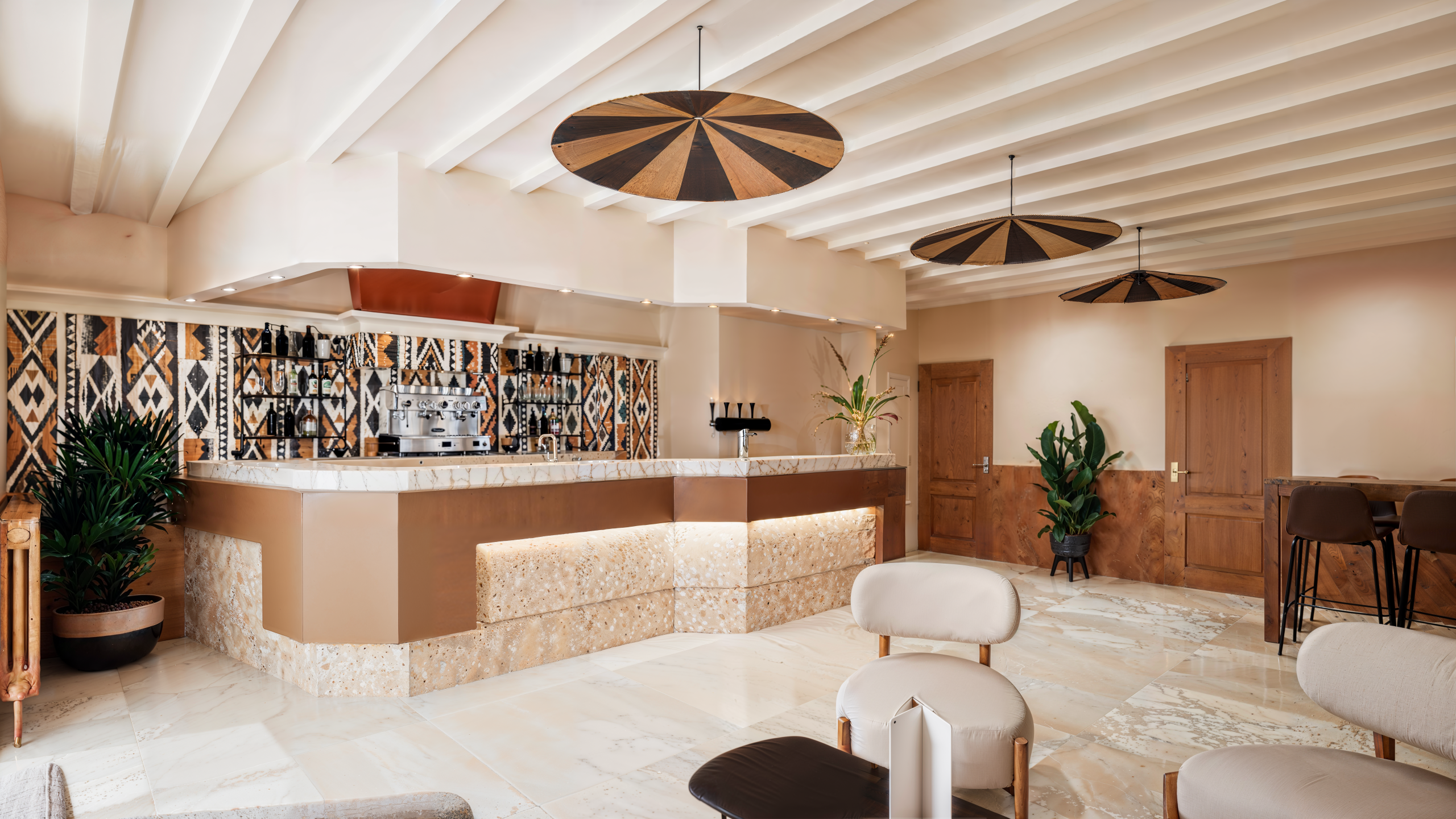 Comptoir bar du restaurant ivoirien AKWABA modélisé en 3D