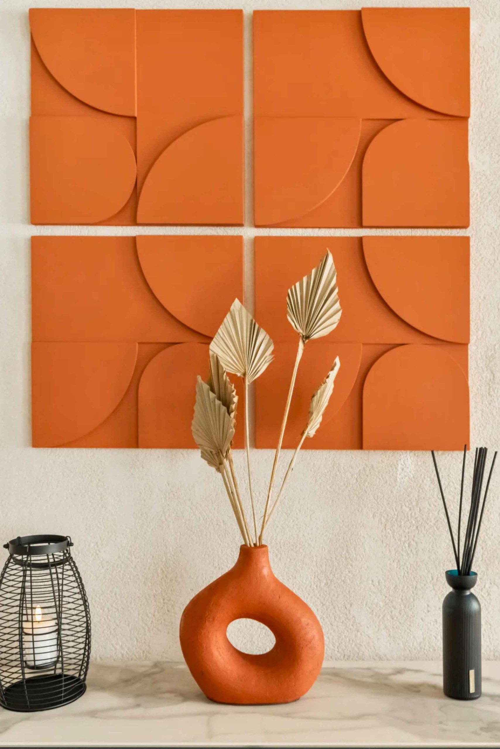 panneau décoratif mural orange design global appartement