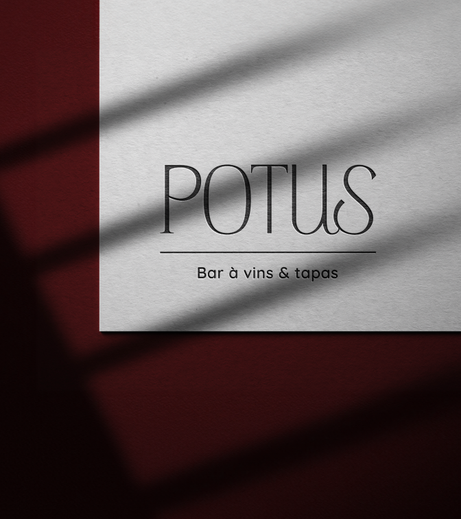 Logo POTUS bar à vins et tapas sur papier texturé rouge