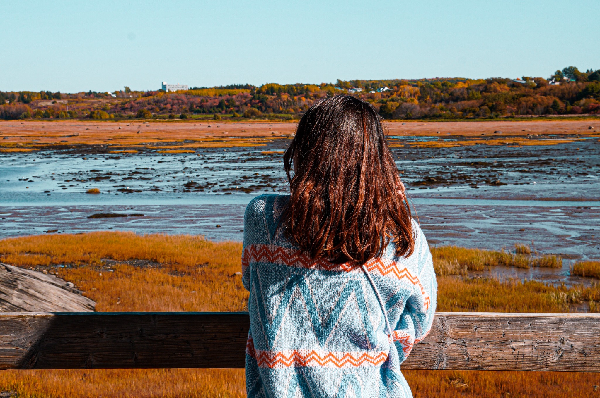 Architecte d’intérieur observant un paysage naturel au Canada lors d’un voyage de réflexion
