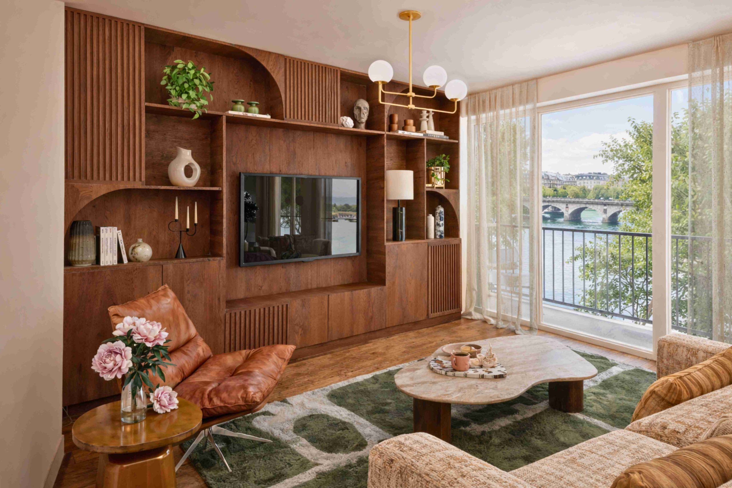 Banquette intégrée avec rangements et table conviviale